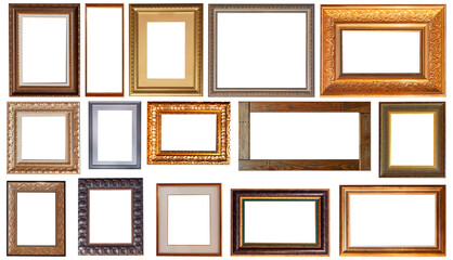 frame picture isolated on white background gold antique set