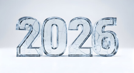 Cracked Ice Numbers 2026 on White Background new year