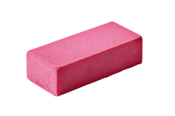Single pink rectangular eraser on a black background studio shot object stationery, Isolated On Transparent Background, Png Cut Out