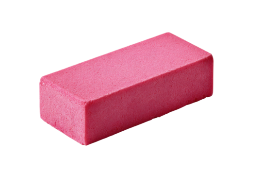 Single pink rectangular eraser on a black background studio shot object stationery, Isolated On Transparent Background, Png Cut Out