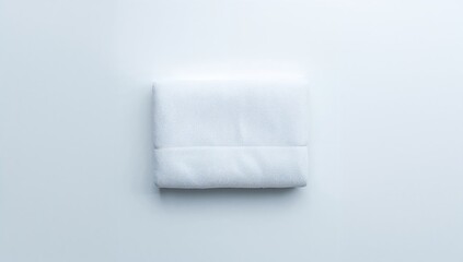 Top-down view of a gently creased towel on a white surface