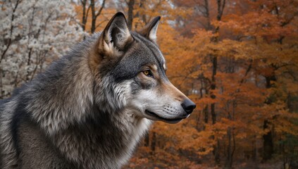 Fototapeta premium Portrait of a gray wolf native to Mexico