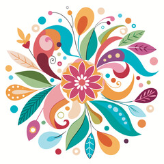 Colorful Floral Burst Illustration