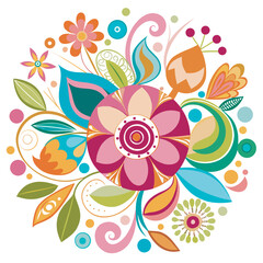Colorful Floral Burst Illustration
