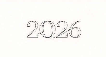Fototapeta premium Minimalist Outline of the Year 2026 number