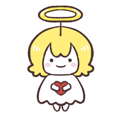 可愛い天使がハートを持っているイラスト