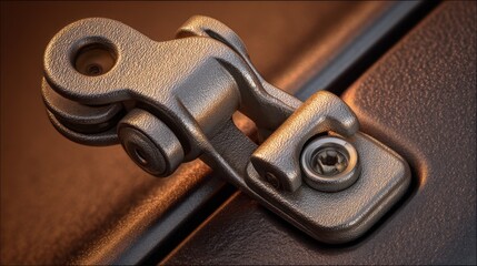 Close-Up Image of a Metallic Mechanical Part Featuring Intricate Details and Textures for Industrial Use