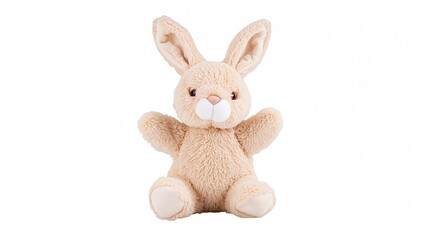 Obraz premium Soft rabbit toy on a plain white surface.