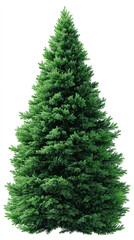 Realistic green Christmas pine tree illustration holiday theme on transparent background