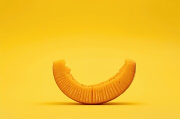 Fototapeta premium Single pumpkin piece on a bright yellow backdrop with empty area