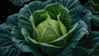 Obraz premium The cabbage appears stunning with moisture in the observation spot