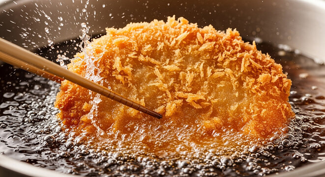 とんかつを揚げる