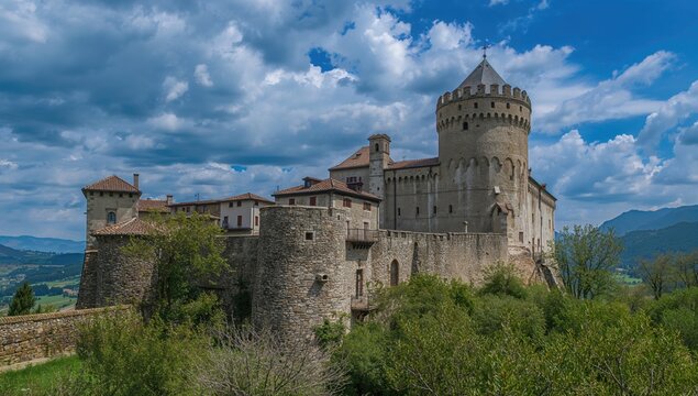 Historic fortress surrounded by a stunning sky during summer