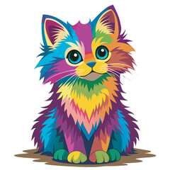 Colorful Fluffy Kitten