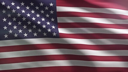 Brandishing the united states flag with fifty stars and thirteen horizontal stripes. National symbol flag of the United states in blue white and red colours. Waving the united states flag. Patriotism - Powered by Adobe