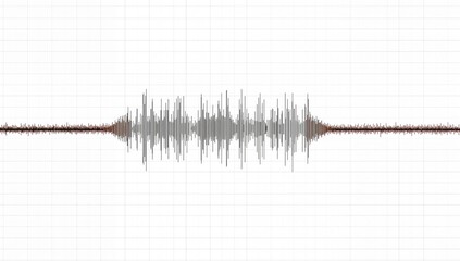 Seismic Activity: Variations in Earthquake Wave Intensity Displayed on a Mobile Screen with Audio Wave Illustration on White Surface