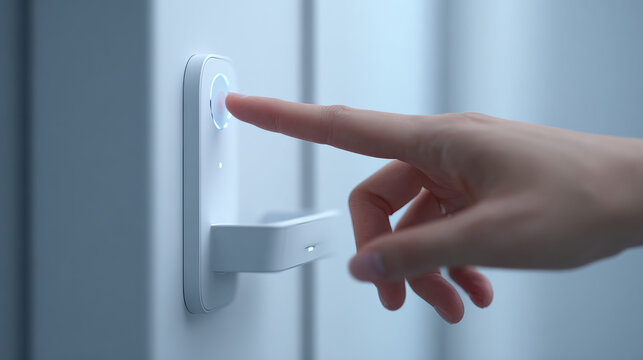 Surreal close-up of futuristic biometric fingerprint scanner on transparent backgroundSurreal close-up of futuristic biometric fingerprint scanner on transparent background