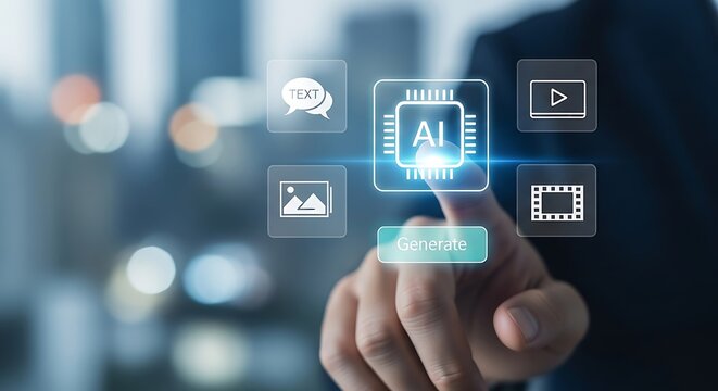 A person using ai technology to generate content with a touch screen device