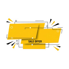 Vibrant modern stylish sale offer banner design yellow abstract geometric shapes for promotions and marketing transparent background