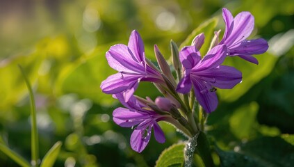 Close-up of vibrant violet blossoms with a natural, summery garden vibe