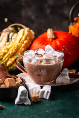Halloween hot chocolat with ghost marshmellow