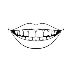 Obraz premium Smiling mouth with teeth isolated on white background, a symbol of dental health and hygiene