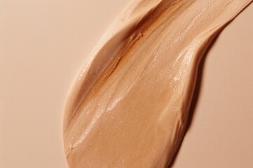 Fototapeta premium Close-up of smudged liquid foundation texture from above