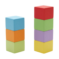 Two colorful soft foam towers of building blocks stacked high for creative play and learning adventures transparent background