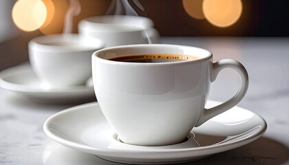 Elegant Still Life with Steaming Coffee and Warm Bokeh Background