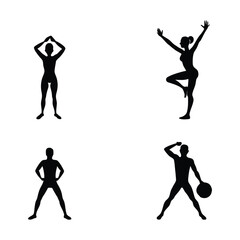 Set of dancing people silhouettes vector illustration