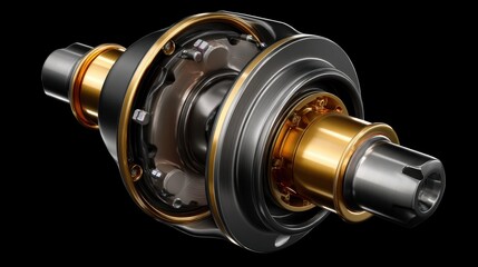 Close-Up View of a Modern Mechanical Gear System with Sleek Design and Intricate Engineering Details