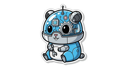 Fototapeta premium Adorable robot hamster character holding a wrench, showcasing cute tech and engineering themes for playful designs.