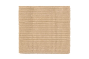 Beige fabric swatch with woven texture on transparent background, presenting a natural textile material for design