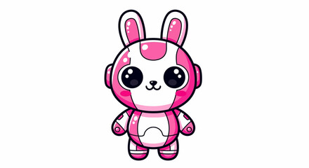 Adorable pink robot bunny with big expressive eyes and a friendly smile, perfect for playful designs and children's themes
