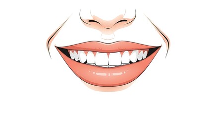 Naklejka premium A flat design vector of a cute woman’s face with a bright smile and simple color palette, centered on a plain white background 