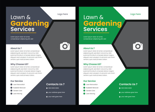 Landscape Gardening Services Lawn Care Flyer This editable social media flyer template enhances your garden services' online presence. It is perfect for promoting landscaping