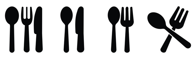 spoon icon set. Eatery symbol. Kitchen utensil vector illustration.
