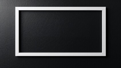 Rectangular white frame set against a dark partition wall backdrop for banners