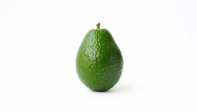 A close-up shot of a ripe avocado against a plain white backdrop taken with a mobile phone.