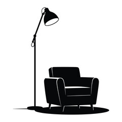 Armchair and Floor Lamp Vector Illustration