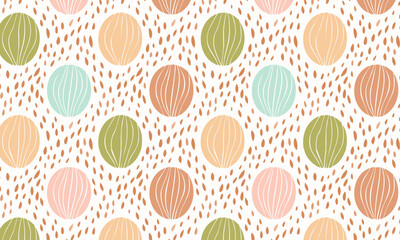 Cute Abstract Seamless Pattern with Hand-Drawn Textured Polka Dots