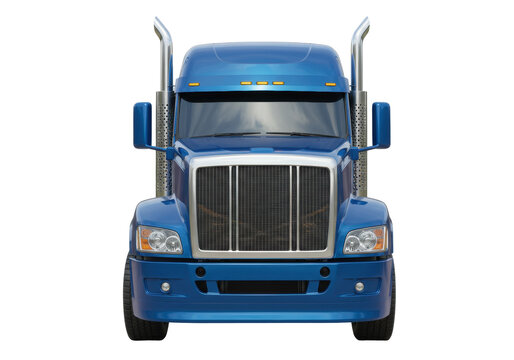 Isolated Blue Semi Truck Front View Delivery Vehicle Transport Commercial Auto Hauler