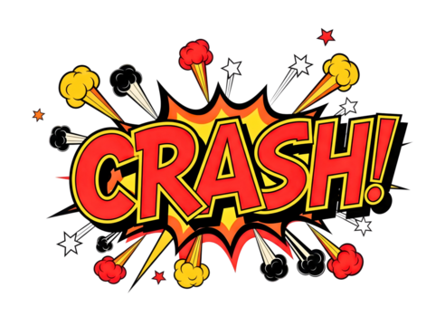 Comic book style crash sound effect isolated on transparent background