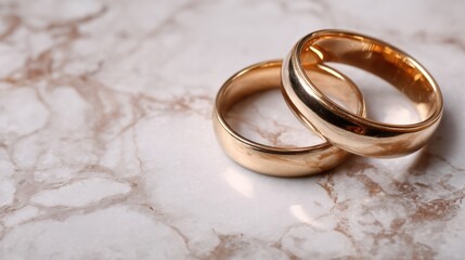 Elegant Gold Wedding Rings on Marble Surface Symbolizing Love and Commitment for Romantic Celebrations