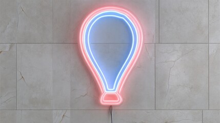 Neon Balloon Sign in Pink and Blue Colors Glowing on Marble Background for Creative Decoration Ideas