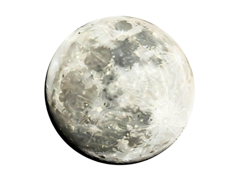 Realistic full moon isolated on transparent background