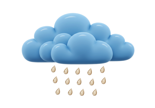 Isolated cartoon blue raincloud with rainfall weather climate forecast pattern vector design