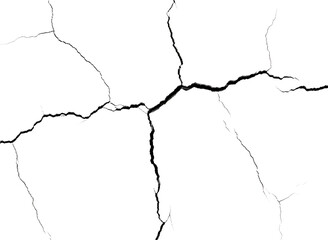 Obraz premium Cracked dry earth texture pattern isolated on transparent background