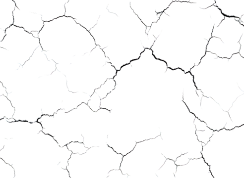 Cracked dry earth texture pattern isolated on transparent background