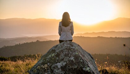 石の上にも三年のビジネスウーマンの写真	
